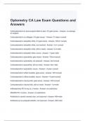 Optometry CA Law Exam Questions and Answers 2024