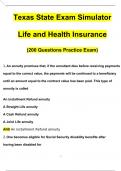 Texas State Exam Simulator - Life and Health Insurance (200 Questions Practice Exam) with 100% Correct Answers | Updated & Verified