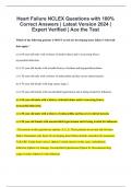 Heart Failure NCLEX Questions with 100% Correct Answers | Latest Version 2024 | Expert Verified | Ace the Test