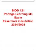BIOD 121 Portage Learning M3 Exam Essentials in Nutrition 2024/2025