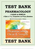 Test Bank: Pharmacology Clear and Simple: A Guide to Drug Classifications and  Dosage Calculations 3rd Edition by Cynthia J. Watkins 