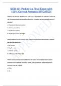 MED 101 Pediatrics Final Exam with  100% Correct Answers |UPDATED|
