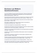 Business Law Midterm Questions-Answers (Graded A)