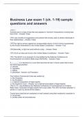 Business Law exam 1 (ch. 1-19) sample questions and answers