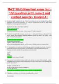 TNCC 9th Edition final exam test - 100 questions with correct and verified answers. Graded A+