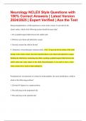 Neurology NCLEX Style Questions with 100% Correct Answers | Latest Version 2024/2025 | Expert Verified | Ace the Test