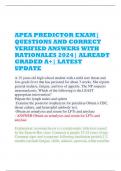 APEA PREDICTOR EXAM|  QUESTIONS AND CORRECT  VERIFIED ANSWERS WITH  RATIONALES 2024| ALREADT  GRADED A+| LATEST  UPDATE