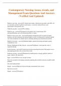 Contemporary Nursing; issues, trends, and Management Exam Questions And Answers (Verified And Updated)