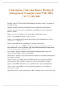 Contemporary Nursing: Issues, Trends, & Management Exam Questions With 100% Correct Answers