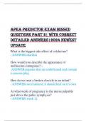 APEA PREDICTOR EXAM MISSED  QUESTIONS PART 2| WITH CORRECT  DETAILED ANSWERS|2024 NEWEST  UPDATE