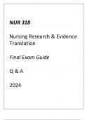 (ASU) NUR 318 Nursing Research & Evidence Translation Final Exam Guide Q & A 2024.