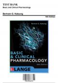 Test Bank: Basic and Clinical Pharmacology, 14th Edition by Bertram G. Katzung - Chapters 1-66, 9781259641152 | Rationals Included