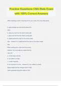 Practice Questions CNA State Exam with 100% Correct Answers