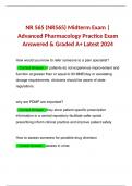 NR 565 (NR565) Midterm Exam | Advanced Pharmacology Practice Exam Answered & Graded A+ Latest 2024 | Chamberlain 