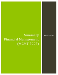 Summary Financial Management