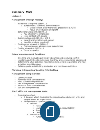 Summary Management & Organisation (Module 1) 