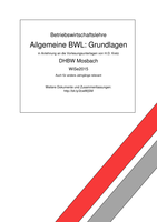 Allgemeine BWL - Grundlagen Zusammenfassung