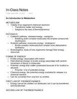 Metabolism Notes