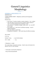 General Linguistics 379 - Morphology & Sign Linguistics