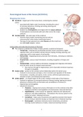 Summary extra readers: Neurological basis of the brain + learning theory 
