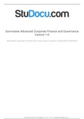 Advanced corporate finance & governance - lecture summaries