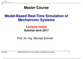 Model based real time simiulation of mechatronics systems