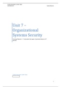 Unit 7 - Organisational Systems Security LO1