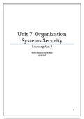Unit 7 - Organisational Systems Security LO2