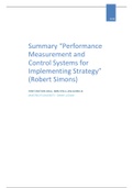 Samenvatting “Performance Measurement and Control Systems for Implementing Strategy (Simons)” 