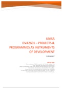 DVA2601 - Projects & Programmes as Instruments of Development Summary 