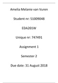 EDA201W Assignment 1 - Marked 2018 Semester2