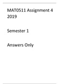 MAT0511 Assignment 4  Sem 1 Answers Only 