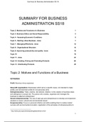 Business Administration Summary Exam