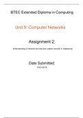 Unit 9 Computer Networks. All Assignments and Criteria