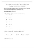 Math120R: Precalculus Test 1 Review, Fall 2019 Sections 1.3-1.5, 1.10-1.11, 2.1-2.7