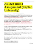 AB 224 Unit 4 Assignment (Kaplan University) QUESTIONS WITH LATEST SOLVED SOLUTIONS  GRADE A