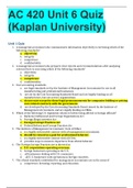 AC 420 Unit 6 Quiz (Kaplan University) QUESTIONS WITH COMPLETE SOLUTIONS GRADE A