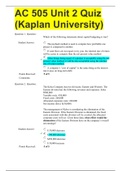 AC 505 Unit 2 Quiz (Kaplan University) QUESTIONS WITH ALL LATEST SOLUTIONS GRADE A+