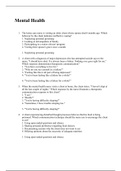 Mental Health NCLEX Questions with Answers: Chamberlain College Of Nursing(Verified answers, Already Graded A)