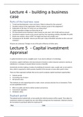 Lecture 4 and 5 - Building a Business Case & Capital Investment Appraisal