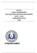 INF1511  EXAM PACK ANSWERS (2019 - 2014) AND 2020 BRIEF NOTES