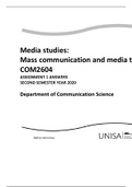 COM2604 (MEDIA STUDIES: MASS COMMUNICATION and MEDIA THEORY) ASSIGNMENT 1 SOLUTIONS SECOND SEMESTER 2020