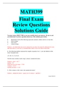 MATH 399N  / MATH399N Final Exam Study Guide (Latest 2020): Chamberlain College of Nursing (Verified Answer download to score A)