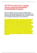 NR 708 Week 4 Discussion 2: Nursing Advocacy and Professional Identity (Leadership Role) Formation (LATEST) Solution