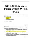 NURS 6521 / NURS6521 Advance Pharmacology WEEK 8 Quiz GRADED A 2020/2021
