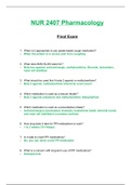 NUR2407 / NUR 2407: Pharmacology Final Exam Study Guide (Fall 2020) Rasmussen College