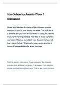 NR 507 Iron-Deficiency Anemia-Week 1 Discussion