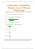 NURS 6551 / NURS6551, Primary Care of Women NEW!! Final Exam (Graded A)