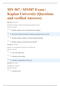 MN 507 / MN507 Exam | Kaplan University (Questions and verified Answers) 