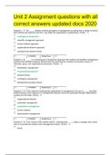Unit 2 Assignment questions with all correct answers updated docs 2020 